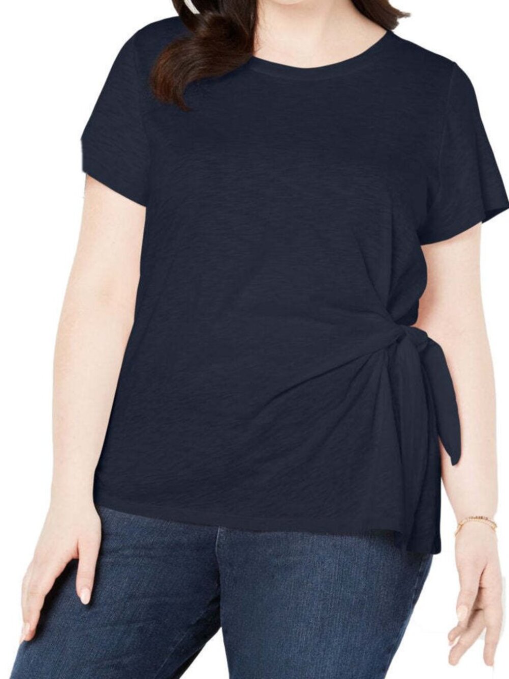 Style & Co Womens Plus Size Side Tie Top